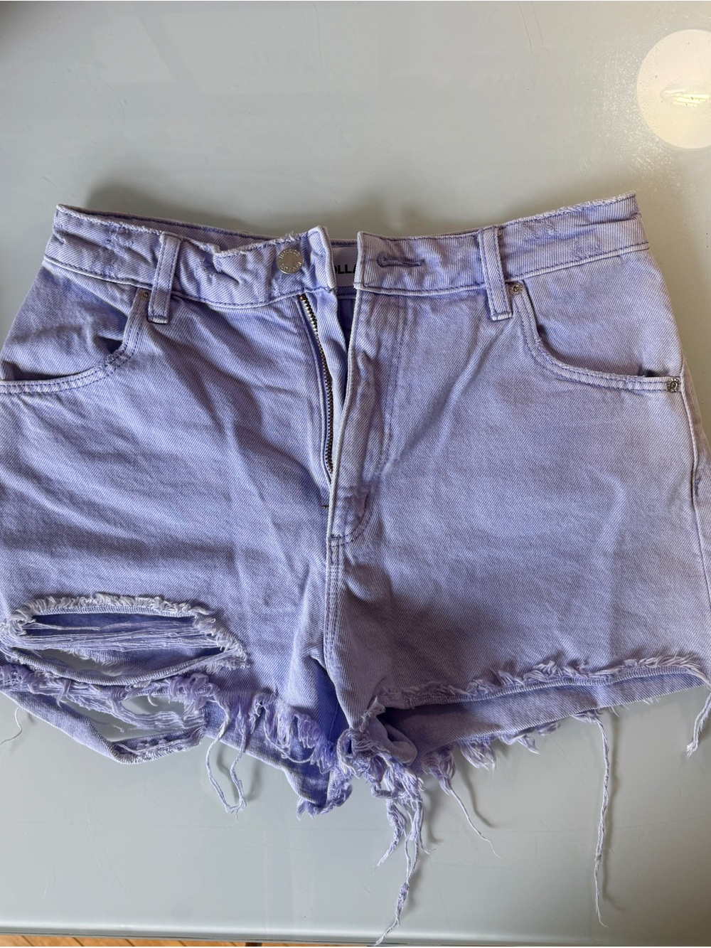 ROLLA'S Lavender Distressed High-Rise Denim Shorts